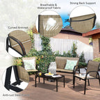 Patio Brown 4-Piece Plastic Wicker Patio Conversation Set