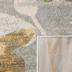 Evoke Collection 3' X 5' Grey / Gold EVK236P Floral Non-Shedding Living Room Bedroom Accent Rug