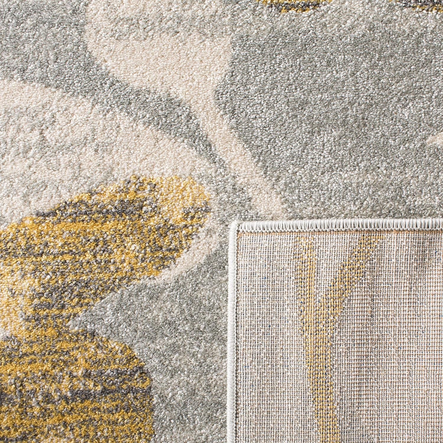 Evoke Collection 3' X 5' Grey / Gold EVK236P Floral Non-Shedding Living Room Bedroom Accent Rug