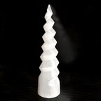 XL Selenite Tower Crystal Spiral Energy Wand 8" Point Cleanse Reiki CHARGE Heal