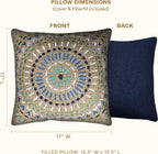 Outdoor Square Toss Pillow Set, 17" H X 17" L, Raffia Medallion Poolside Outdoor Pillows