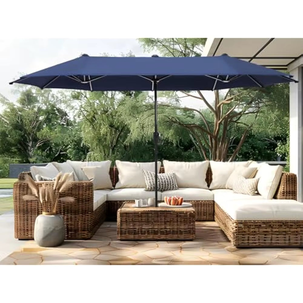 13 FT Patio Umbrella, Patio Umbrellas Double-Sided Twin Outdoor Market Umbrellas with Crank, Outdoor Patio Umbrella