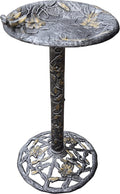 5131AP Antique Pewter Hummingbird Design Aluminum Birdbath, Silver