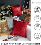 Sequin Pillow Case 24X24-Inch Hot Pink Sequins Decorative Throw Pillows Covers Sequins Pillow Cover Fuchsia Pillows Cushion Cover Sofa Accent Pillow Case Toss Pillows Cover