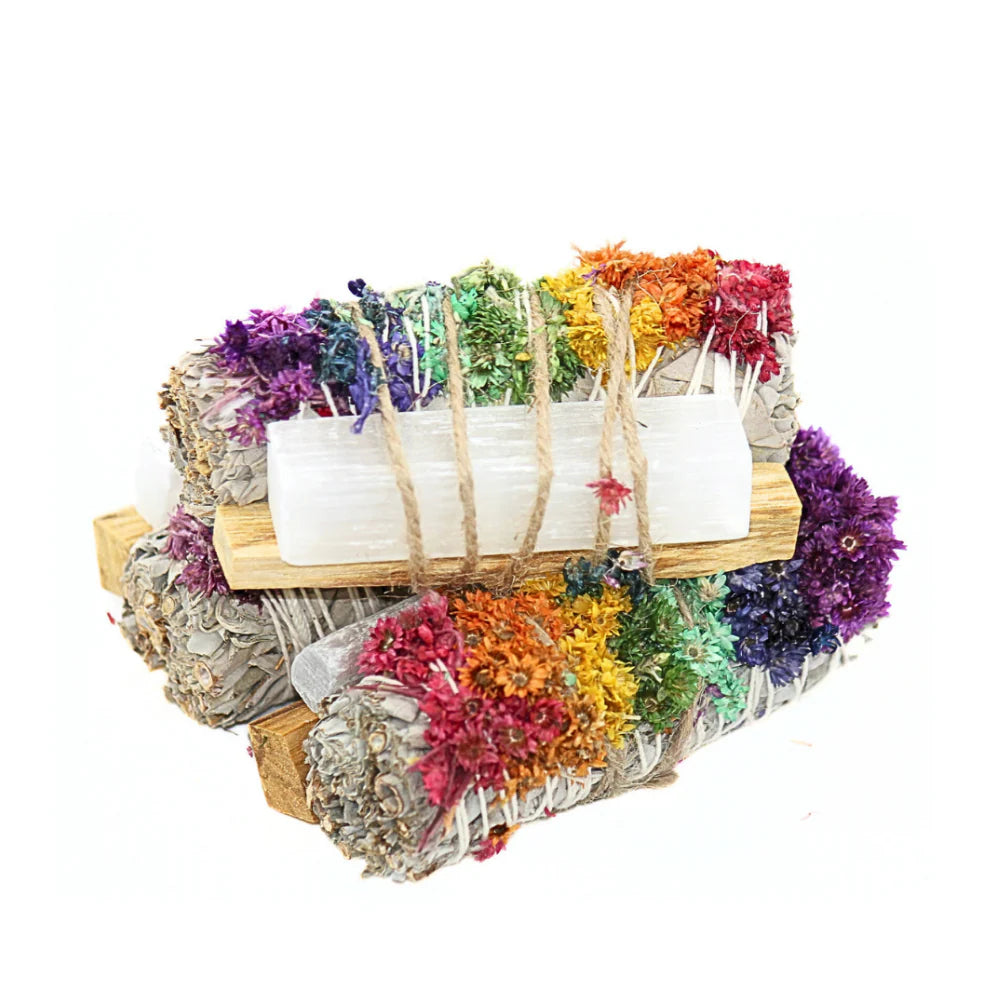 Smudge & Crystal Cleansing Bundle - Chakra Sage, Selenite