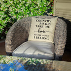 Farmhouse Quotes Rustic Decorative Throw Pillow Cover, Country Roads Take Me Home Sign Cushion Case Home Decorations, Inspirational Square Pillowcases Cotton Linen Decor for Sofa Couch 18 X 18