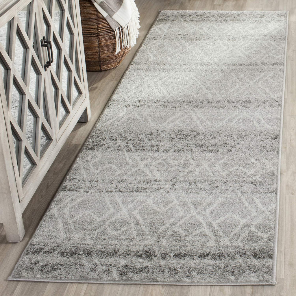 Adirondack Collection Runner Rug - 2'6" X 6', Silver & Ivory, Distressed Design, Non-Shedding & Easy Care, Ideal for High Traffic Areas in Living Room, Bedroom (ADR124B)