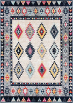 Adirondack Collection Area Rug - 5'1" X 7'6", Ivory & Grey, Boho Tribal Design, Non-Shedding & Easy Care, Ideal for High Traffic Areas in Living Room, Bedroom (ADR270A)