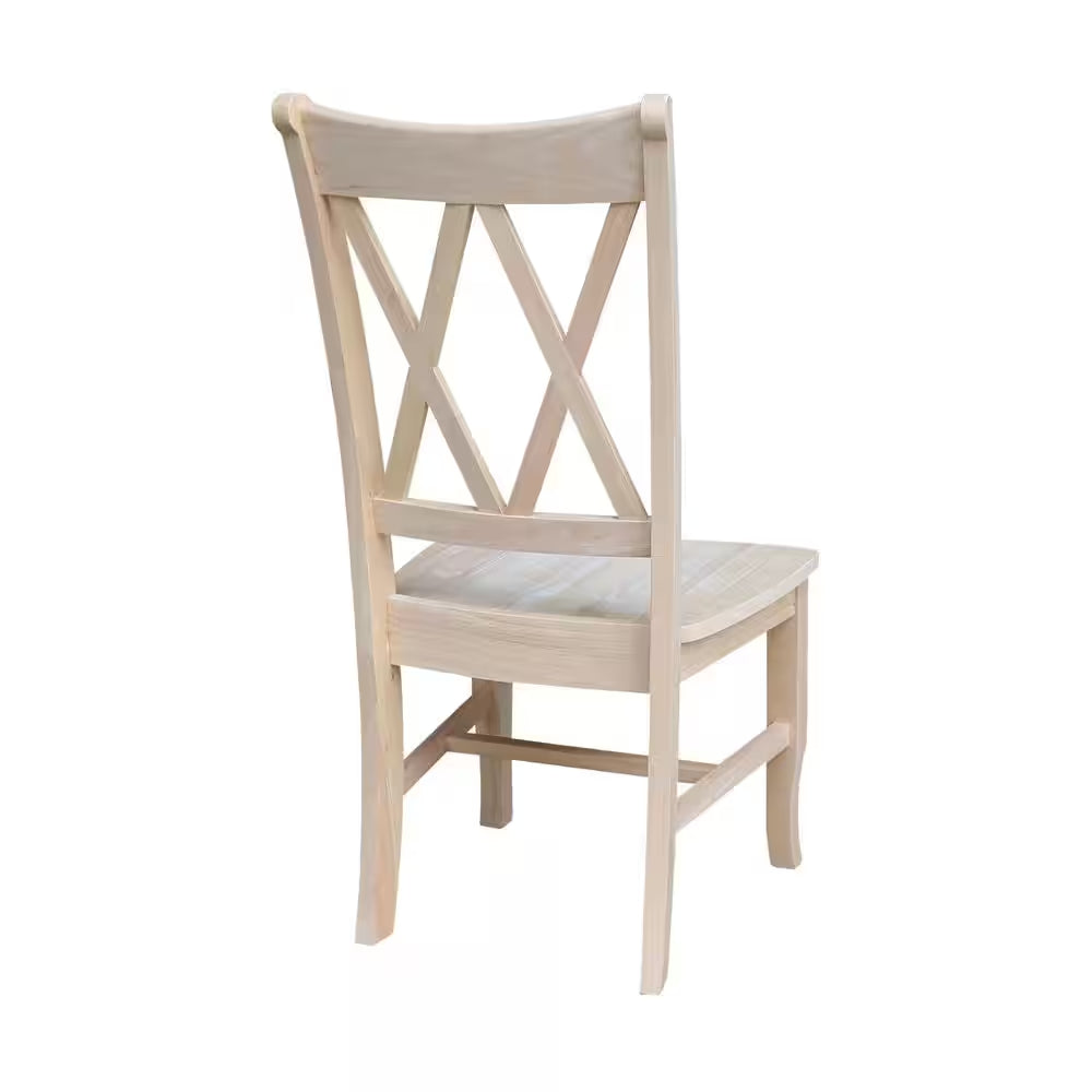 Unfinished Wood Double X-Back Dining Chair (Set of 2)