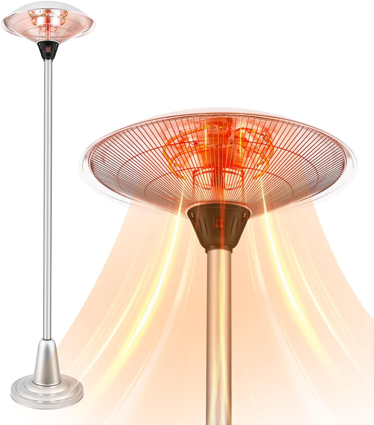 Electric Patio Heater, 2 Heating Modes, 750W/1500W Patio Heater, Outdoor Patio Heater, Infrared Patio Heater, Patio Heater for Outdoor Use, Free-Standing