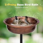 29 In. H round Polyresin Garden Birdbath with Metal Stake in Bronze