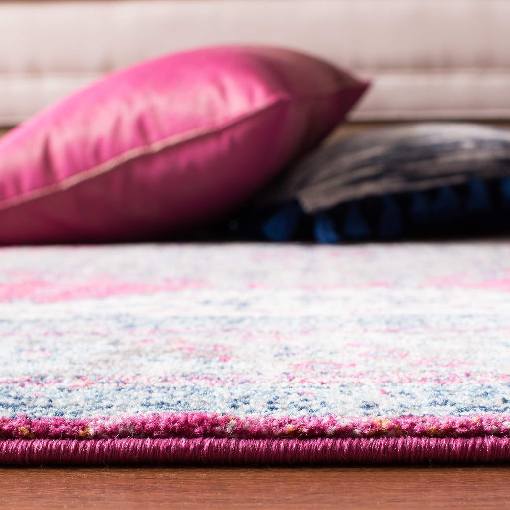 Evoke Collection Runner Rug - 2'2" X 7', Fuchsia & Navy, Oriental Medallion Distressed Design, Non-Shedding & Easy Care, Ideal for High Traffic Areas in Living Room, Bedroom (EVK250R)