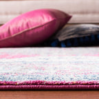 Evoke Collection Runner Rug - 2'2" X 7', Fuchsia & Navy, Oriental Medallion Distressed Design, Non-Shedding & Easy Care, Ideal for High Traffic Areas in Living Room, Bedroom (EVK250R)