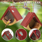 2-Pack Hummingbird House with Hemp Ropes Window View Wooden Bird Houses for outside Hummingbird Houses for Nesting