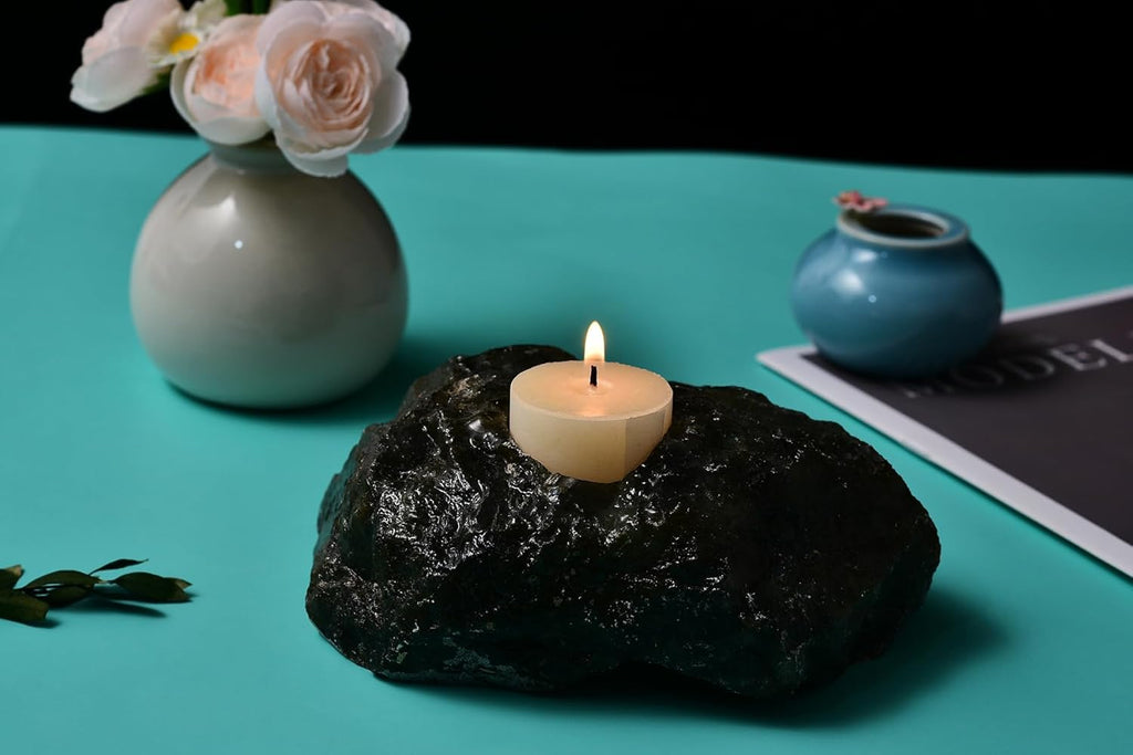 Natural Labradorite Tealight Candle Holder Healing Stone Candlestick Natural Healing Crystal Air Plant Holder 2.5-3.5 Lbs