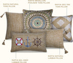 Outdoor Square Toss Pillow Set, 17" H X 17" L, Raffia Medallion Poolside Outdoor Pillows