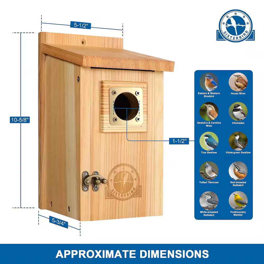 2-Pack Wood Bird Houses for outside Clearance with Copper Guard, Cedar Bird House Outdoor, Bluebird Assembly Required