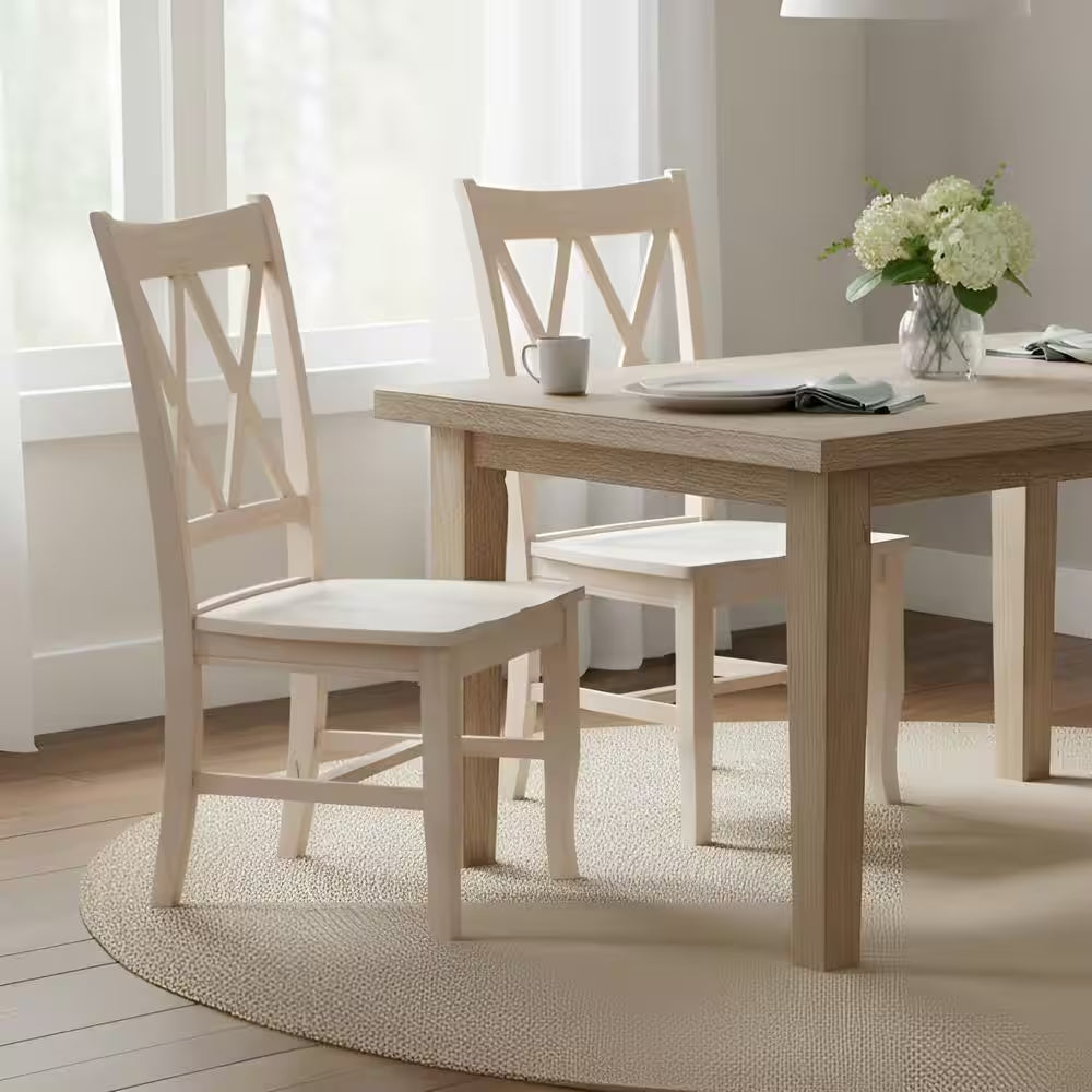 Unfinished Wood Double X-Back Dining Chair (Set of 2)