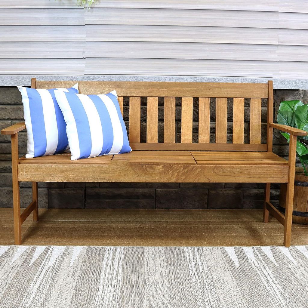 Indoor and Outdoor Decorative Throw Pillows Set of 2 with Zipper Closures and Inserts - 17-Inch Square Patio Furniture Accents - Weather-Resistant Polyester - Beach-Bound Stripe