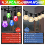 Ipstank 48FT Outdoor Patio Lights Color Changing, RGB LED String Lights with ...