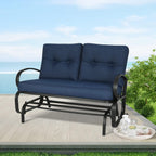 Outdoor Patio Glider Bench Loveseat - Cushioned 2 Person Rocking Seating Swing Chair for Patio, Navy