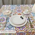 Rectangle Table Cloth, Waterproof Vinyl Tablecloth with Flannel Backing, Table L