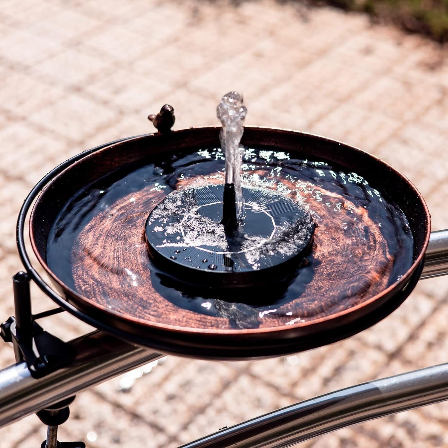 Deck Mounted Bird Bath Metal Birdbath Bowl Unheated with Lightweight Detachable