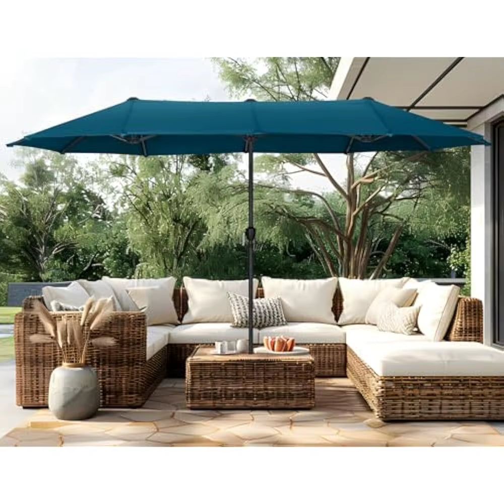 13 FT Patio Umbrella, Patio Umbrellas Double-Sided Twin Outdoor Market Umbrellas with Crank, Outdoor Patio Umbrella