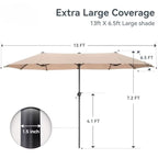 13 FT Patio Umbrella, Patio Umbrellas Double-Sided Twin Outdoor Market Umbrellas with Crank, Outdoor Patio Umbrella
