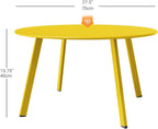 round Steel Patio Coffee Table, Weather Resistant Outdoor Large Side Table, Yellow…