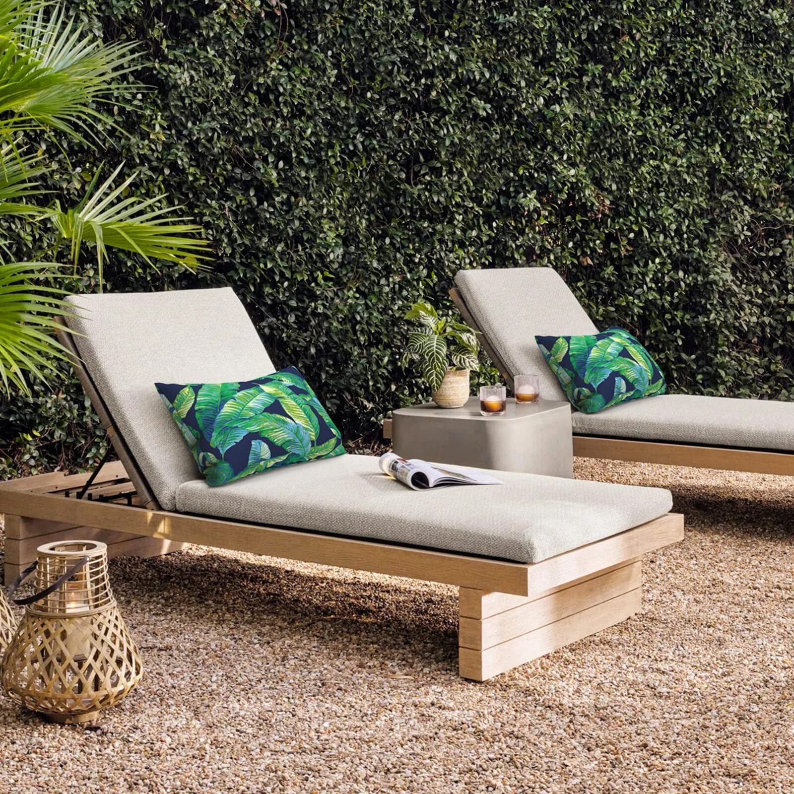 Pack of 2 Waterproof Outdoor Lumbar Pillow with Inserts, Rectangle Decorative...