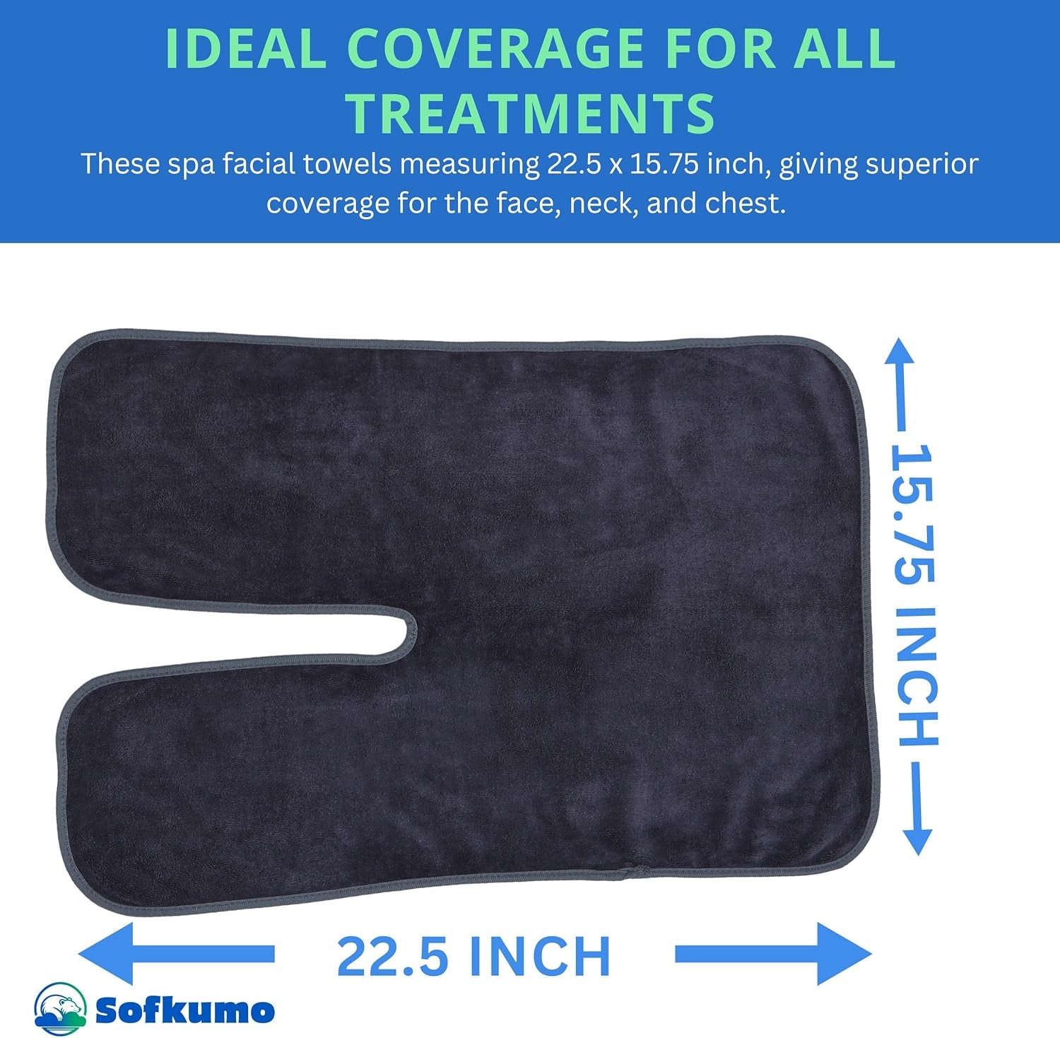 Microfiber Facial Towels - Set of 5 Spa Face Towels for Women, Professional Esthetician Supplies and Esthetician Essentials, Extra Soft, Large U Shaped Massage Spa Towels