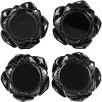 2.4" Healing Crystals Black Obsidian Lotus Flower Crystal Ball Stand, Tealight Holder Hand Carved Home Decor