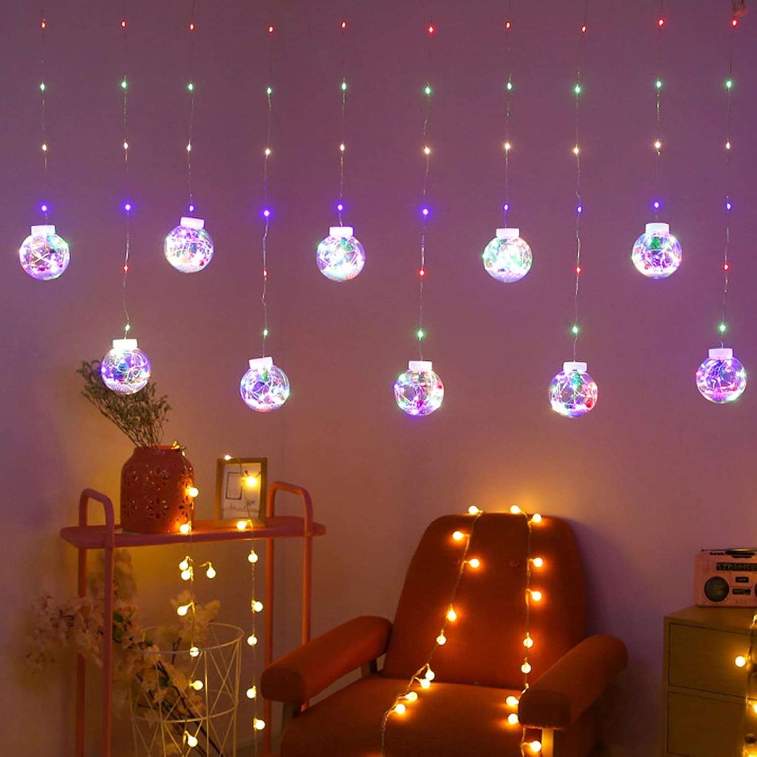 Outdoor Solar String Lights,8.86Ft Crystal Globe Balls Patio Lights,Waterproof Lighting for Garden Xmas Yard Home Party Porch Wedding Christmas Trss Decor (Colorful Tree, 2.7M)