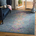 Madison Collection Area Rug - 5'1" X 7'6", Blue & Fuchsia, Boho Chic Distressed Design, Non-Shedding & Easy Care, Ideal for High Traffic Areas in Living Room, Bedroom (MAD122C)