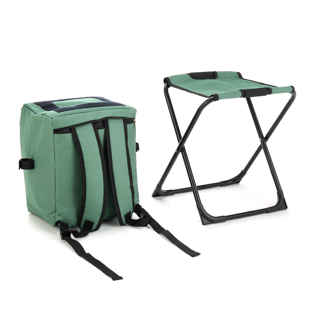 Multi-Function 3-In-1 Compact Camp Chair: Backpack, Stool & Insulated Cooler, W/ External Pockets & Storage Bag, Lightweight, Large Backpack, Fishing, Hiking, Heavy-Duty, Usa-Based