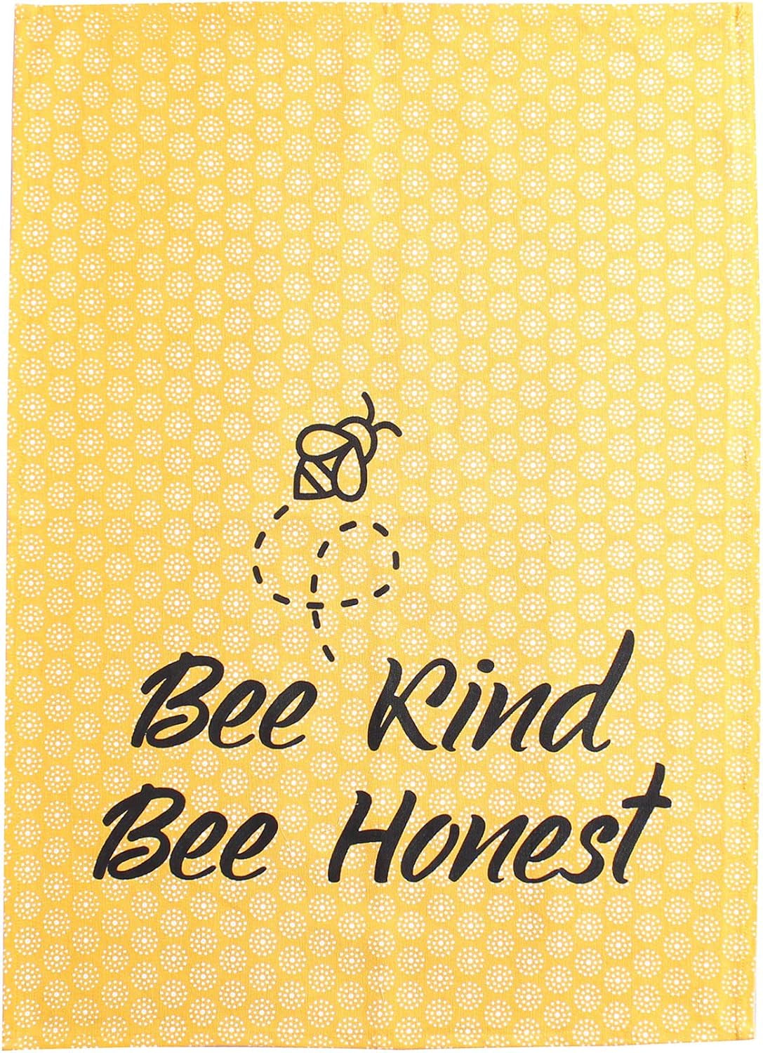 Cotton Kitchen Towels Set of 4 - Absorbent Dish Towels Set | Tea Towels | Bar Towels | Bee Grey Yellow Kitchen Dish Towels - Multi Purpose Kitchen Linen, Drying Dish Hand Towels 20X28