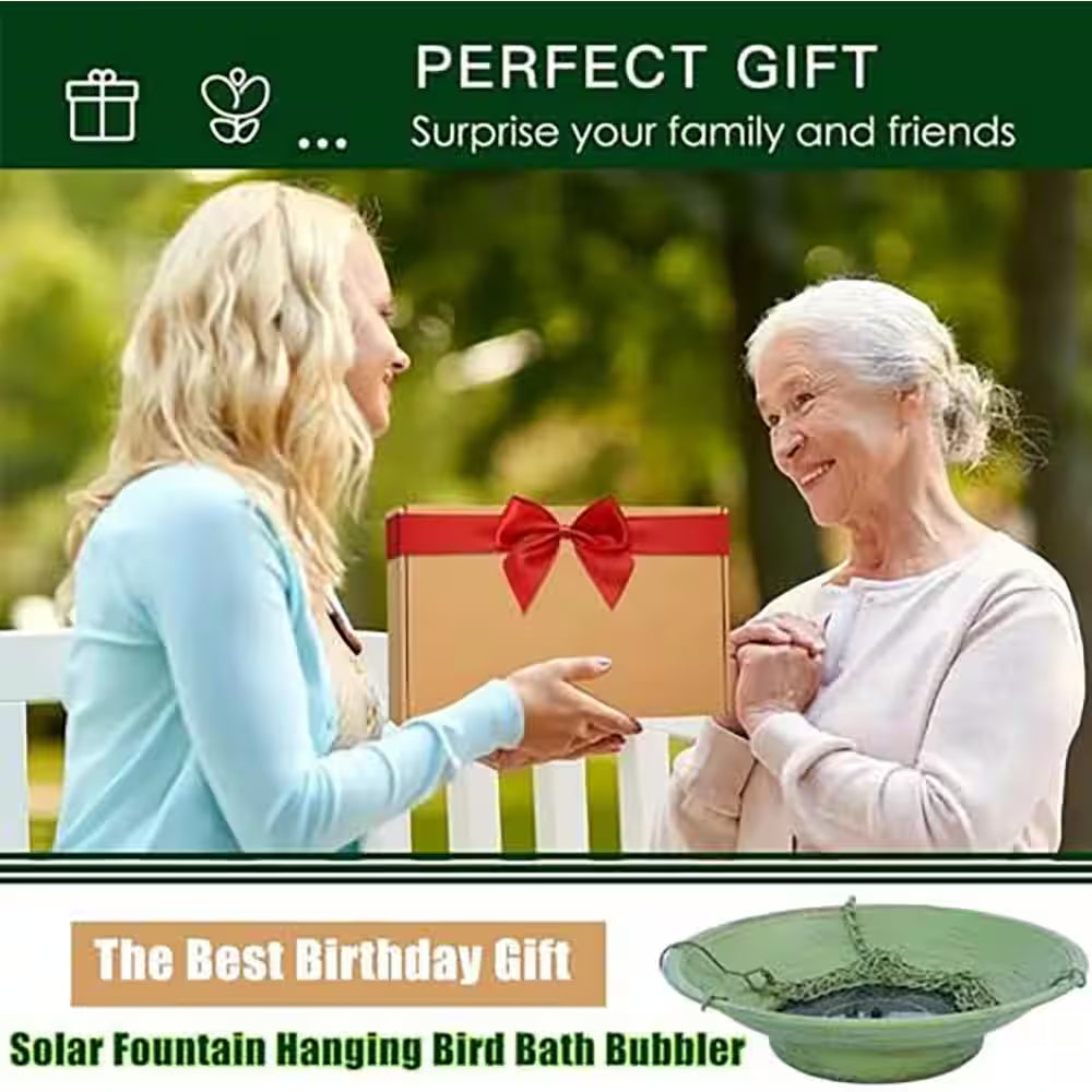 30In H 12.4In W Black Metal Solar Bird Bath Fountain with Bubbler for Outdoor Garden Patio Decor Hanging Bird Bath Bowl