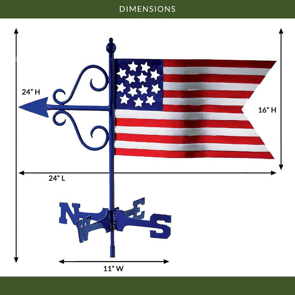 Americana Flag Garden Weathervane - with Garden Pole