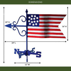 Americana Flag Garden Weathervane - with Garden Pole