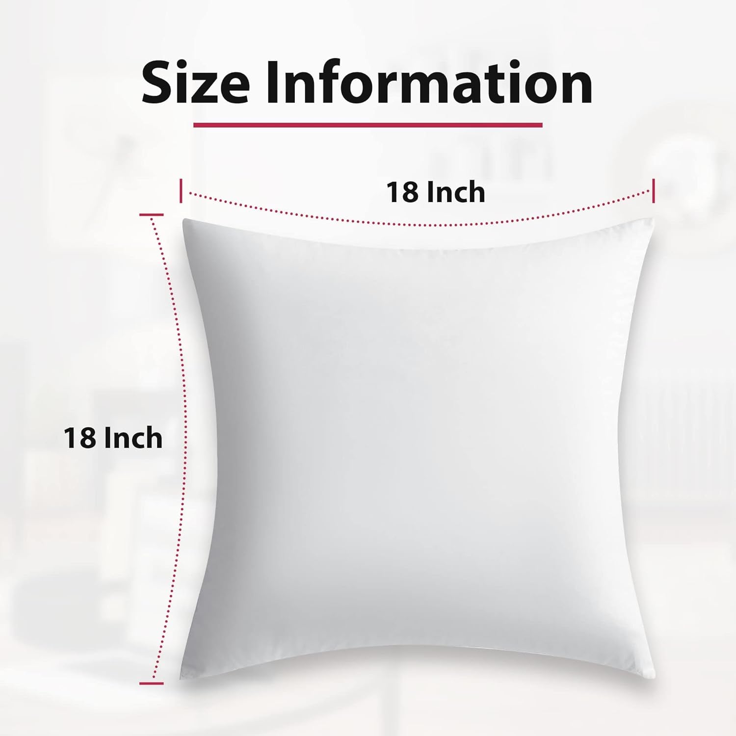 18X18 Throw Pillow Inserts – Set of 4 Soft Square Couch Pillows – Supportive, Fluffy Fill for Bed, Sofa & Chair – Decorative White Pillow Forms