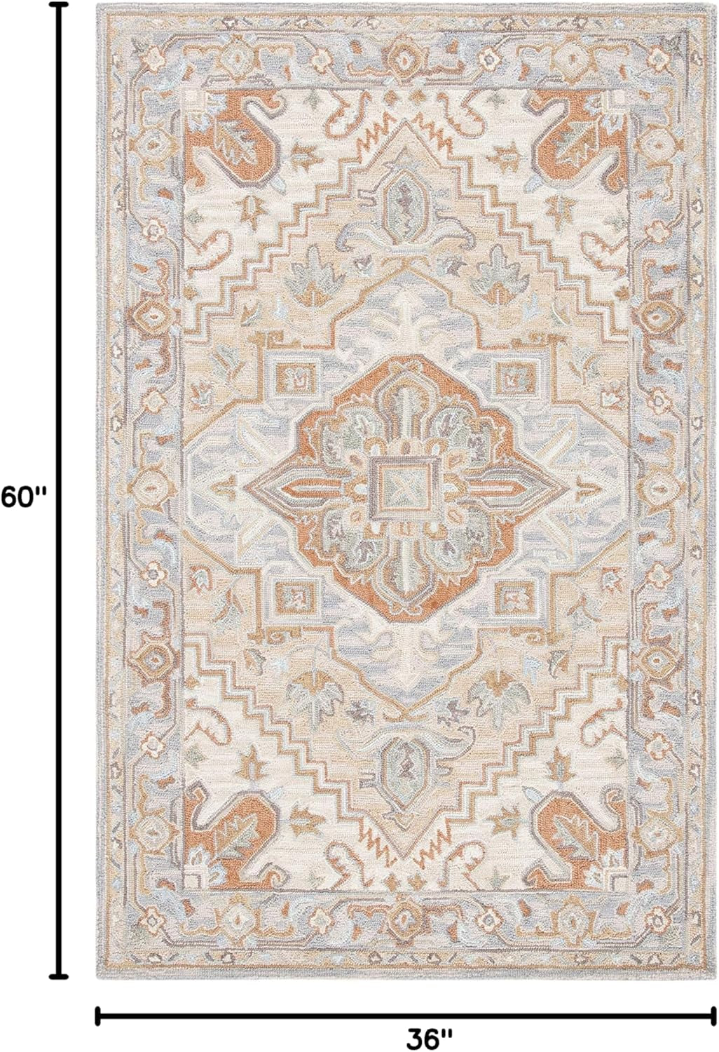 Heritage Collection Accent Rug - 3' X 5', Beige & Grey, Handmade Traditional Oriental Wool, Ideal for High Traffic Areas in Entryway, Living Room, Bedroom (HG920B)