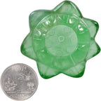 Green Fluorite Carved Gemstone Lotus Flower Statue Crystal Ball Stand/Candle Holder Decorative