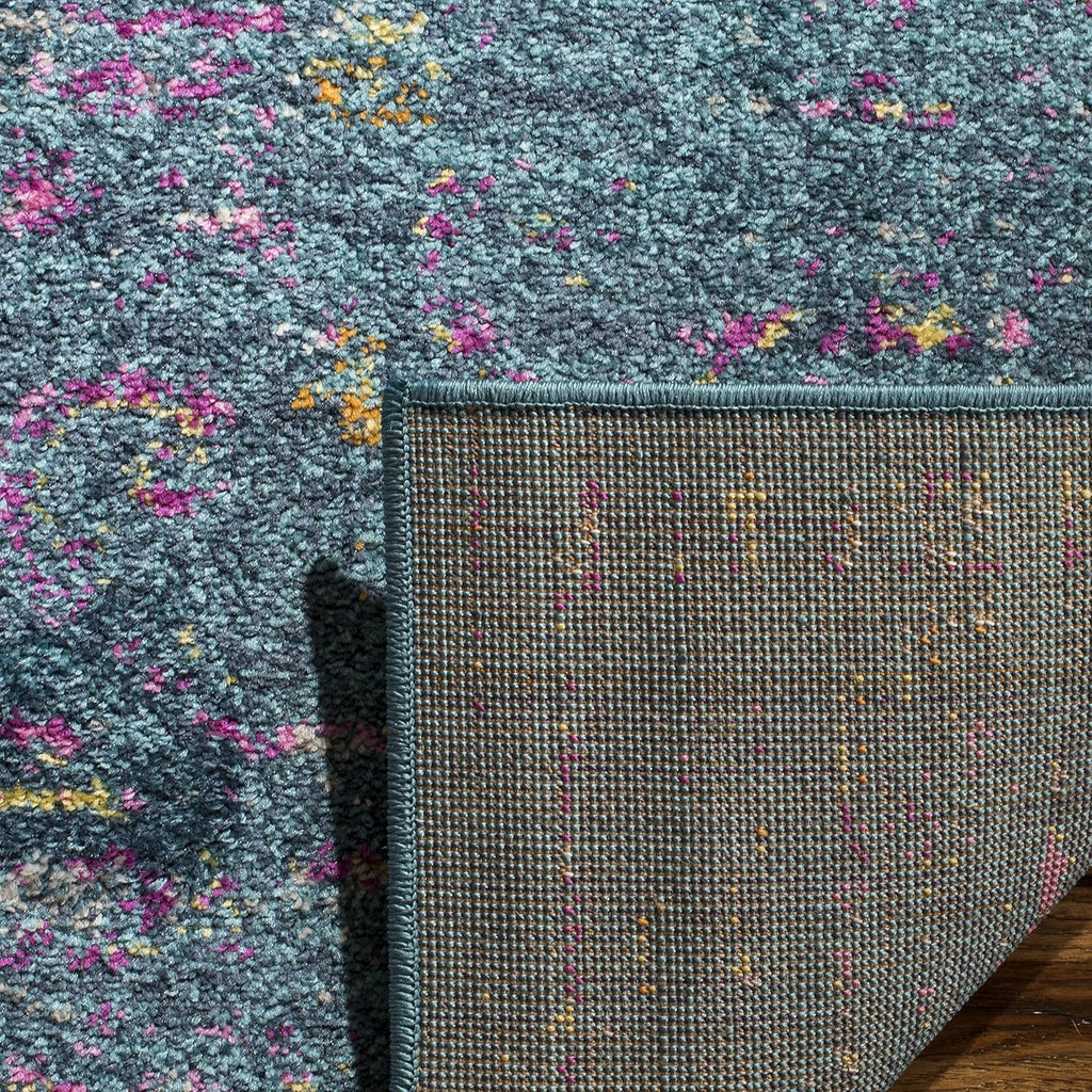 Madison Collection Area Rug - 5'1" X 7'6", Blue & Fuchsia, Boho Chic Distressed Design, Non-Shedding & Easy Care, Ideal for High Traffic Areas in Living Room, Bedroom (MAD122C)