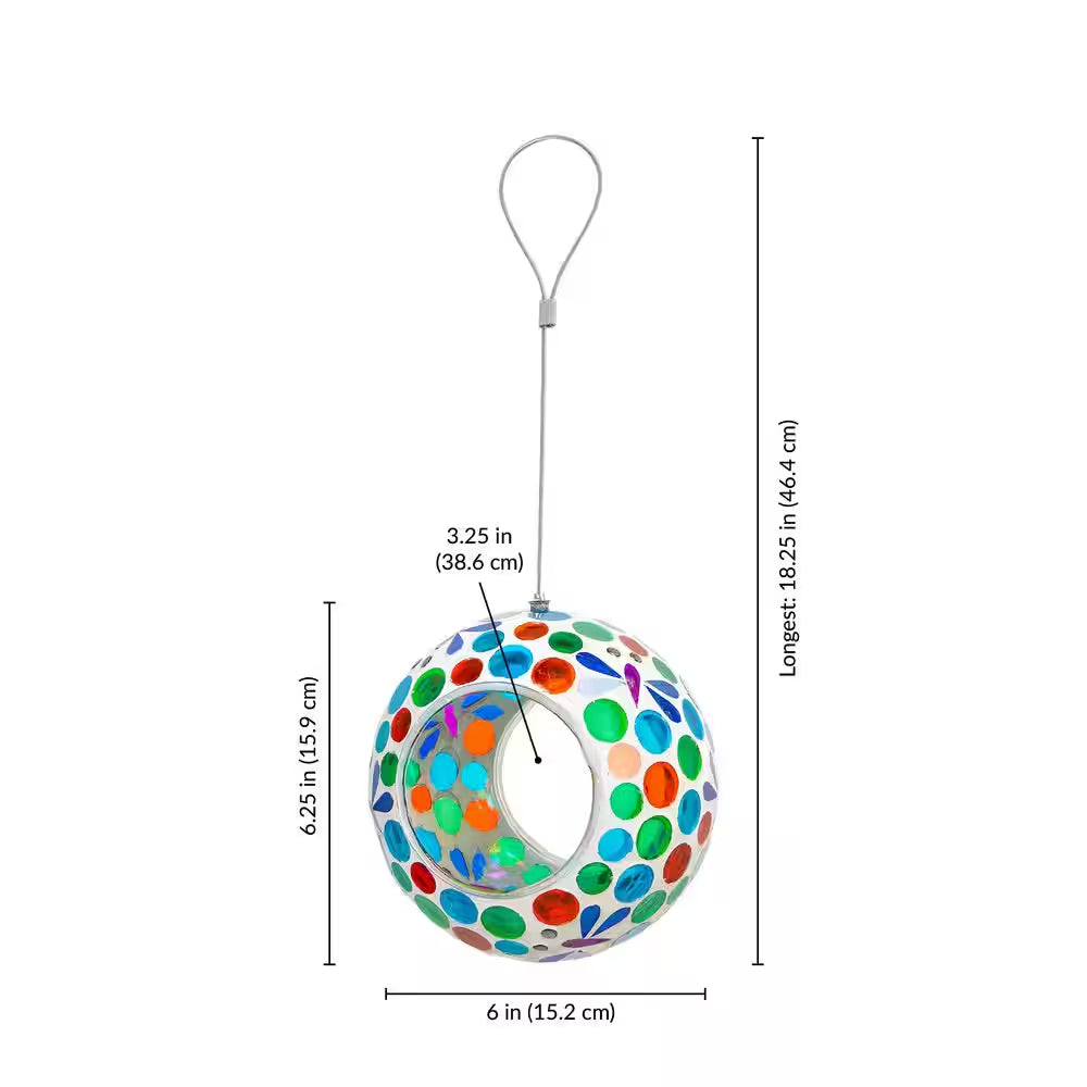 Dragonfly Dreams Glass Mosaic Fly-Through Hanging Bird Feeder