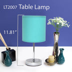 11.81" Basic Chrome Mini Table Lamp with Fabric Shade, Blue
