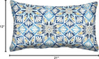 Outdoor Lumbar Toss Pillow Set, 20" W X 12" L, Beryl Pacific Blue Outdoor Pillows