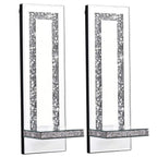 Crystal Crush Diamond Mirrored Candle Sconces, Silver Wall Candle Holder Set ...