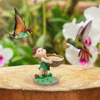 Hand Held Walnut Bird Bath Bowl Bird Feeder Funny Handcrafted Resin Feeder for Outdoors Water Bowl Sculpture Garden Decoration