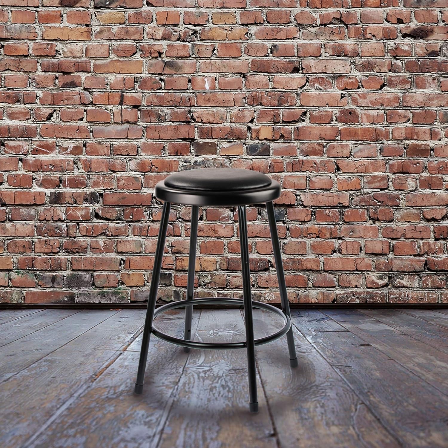 (2 Pack) Black Vinyl Padded Stool